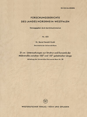 cover image of 21 cm--Untersuchungen zur Struktur und Dynamik der Milchstraße zwischen 100° und 120° galaktischer Länge